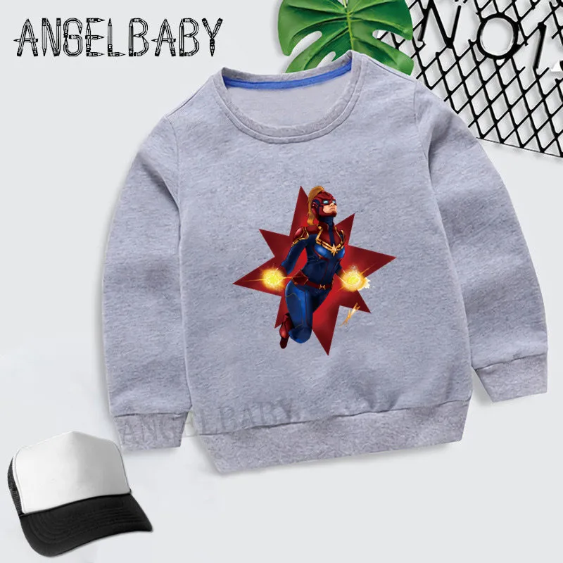 Boys Girls Sweatshirt Kids Avengers Super Hero Captain Marvel Cartoon Print Hoodies Children Autumn Tops Cotton Clothes,KYT5232