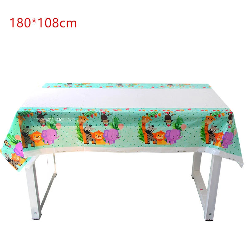 Tablecloth 1pcs 10 шт счастливый ребенок душ Джунгли животных Тема Пригласительные открытки на день рождения для мальчиков Детские сувениры украшения вечерние принадлежности для мероприятий 14*11 см - Цвет: Tablecloth 1pcs