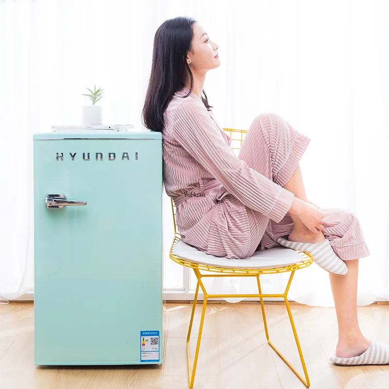 86L Korean Cosmetics Mask Refrigerator Small Single Door Type Home Retro Cold Storage Tea Leaf Mini Refrigerator