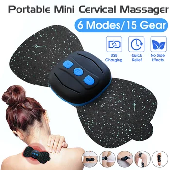 

15-gear 6 Modes Portable Mini Electric Neck Massager Cervical Massage Patch Shoulder Neck Muscle Relaxation Stickers USB Charge