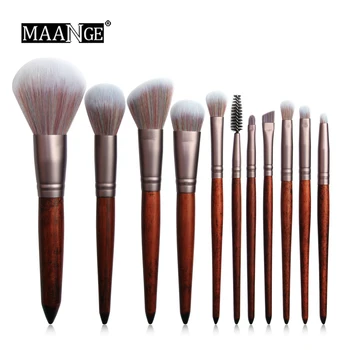 

MAANGE 11Pcs Makeup Brushes Set Cosmetic Foundation Powder Blush Eye Shadow Lip Blend Wooden Make Up Brush Tool Kit Maquiagem