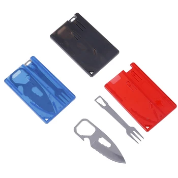 

1Set Travel Survival Camping Tactical Knife Fork Sets Cutlery Multifunctional Card Bottle Opener Outdoor Tool