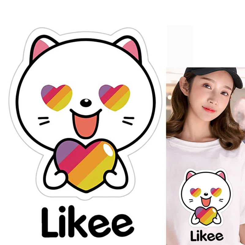 $0.93 Heat Transfers PVC Patch Likee App Iron-On Transfer For Clothes Cat Thermal Transfer Hot Vinyl Iron Stickers Apparel Accessory