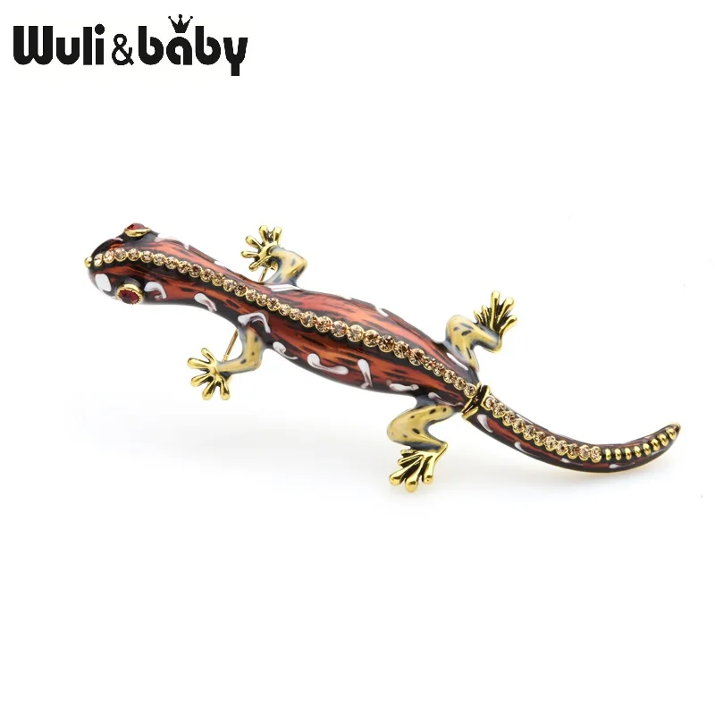 Wuli & baby большая черная коричневая Gecko броши в виде ящериц для женщин и мужчин