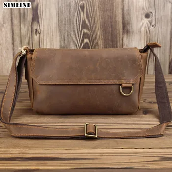 

Genuine Leather Messenger Bag Men Male Vintage Crazy Horse Cowhide Travel Handbag Shoulder Crossbody Bag High Quality Man Bags