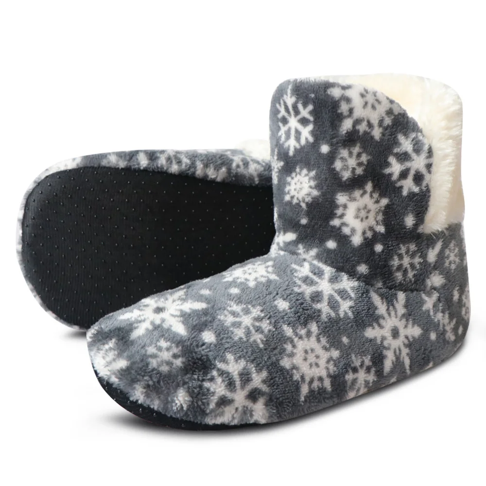 Зимние меховые тапочки; женские теплые шлепанцы; рождественские тапочки; женская домашняя обувь со снежинками; женские тапочки; Zapatos De Mujer