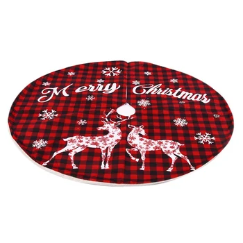 

1pcs Christmas Decoration Linen Pair Of Elk Christmas Tree Skirt Decoration Props For Home Tree Skirts New Year Decoration