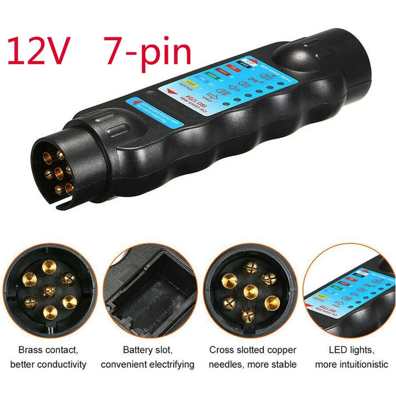 

12v 7 Pin Car & Trailer Towing Lights Plug & Socket Cable Wiring Circuit Tester