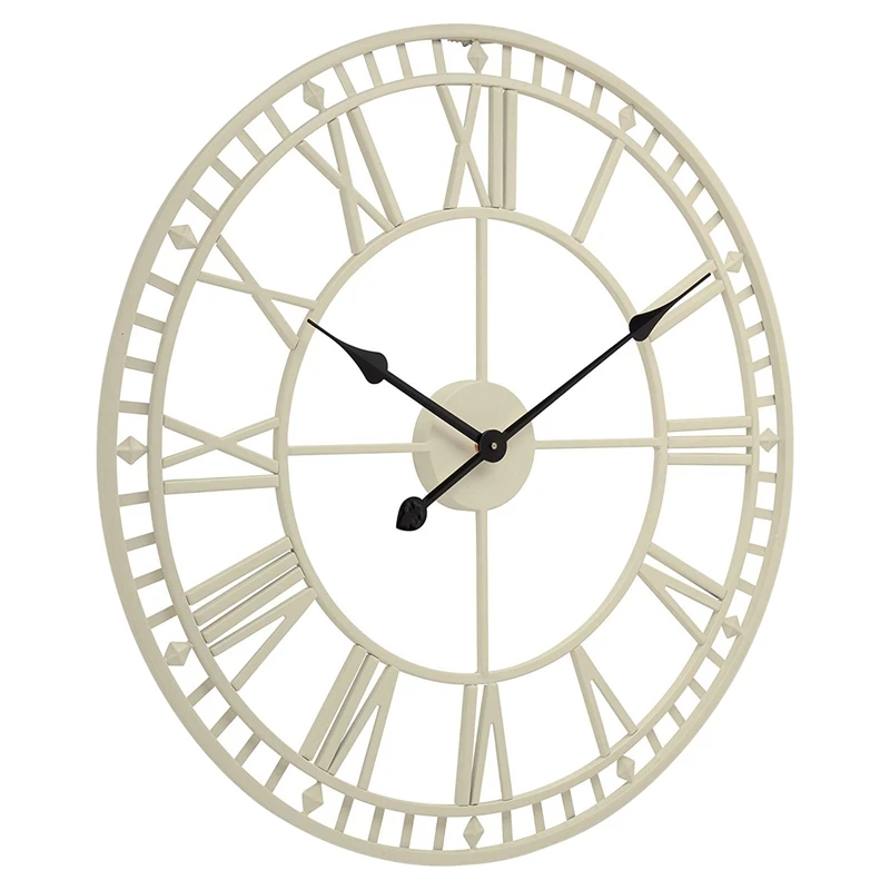 New Lron Art Garden Wall Clock Weatherproof with Roman Numerals Diameter 40Cm