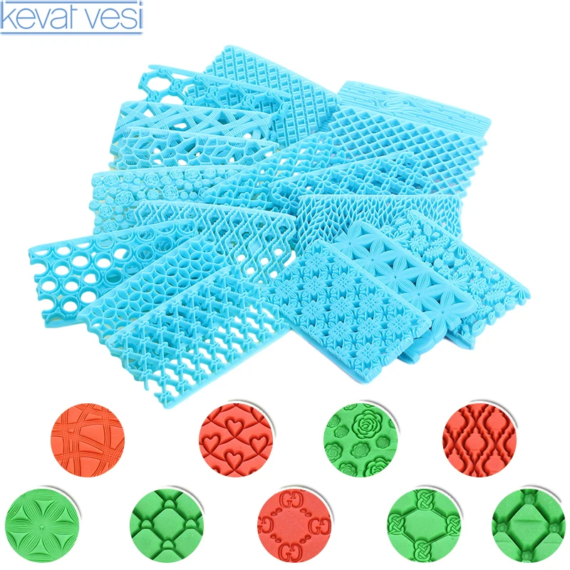 

21 Styles Geometric Shape Silicone Mold Cute Fondant Cake Pastry Art Embossing Biscuit Cutter Mould Cake Decorating Tools