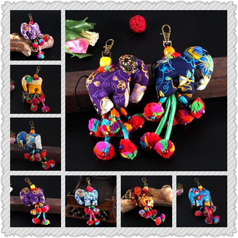 

10pcs Fancy Cute Animal Keychain Elephant Trinket Braided Rope Handmade Key Ring Car Keyring Bag Pendant Charms Key Chain Gifts