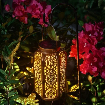 

solar garden light Outdoor Solar Lantern Light for Decorative Atmosphere Hanging Garden Lantern Cylindrical Table Night Light