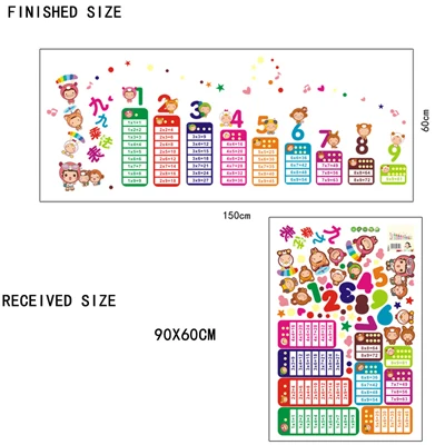 7 видов стилей мультфильм дети 99 Таблица размножения математические наклейки на стену для детей комнаты детские развивающие Монтессори виниловые наклейки - Цвет: multiplication 2