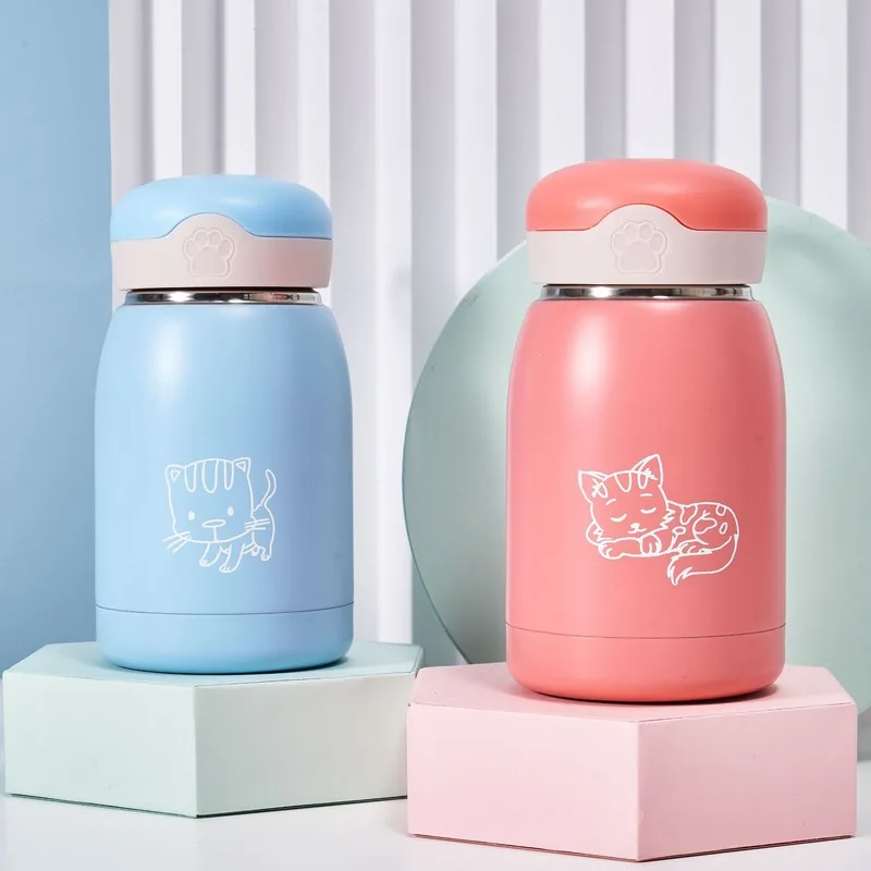 New Cartoon Cat Claw Vacuum Thermos Cup Big Belly Student Insulation Water Bottles Gift Kids Flask | Дом и сад