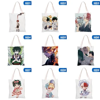 

My Hero Academia Canvas Tote Bag Anime Arounding Canvas Bag No Zipper No Velcro Single-sided Pattern Tote Bag Dropship New