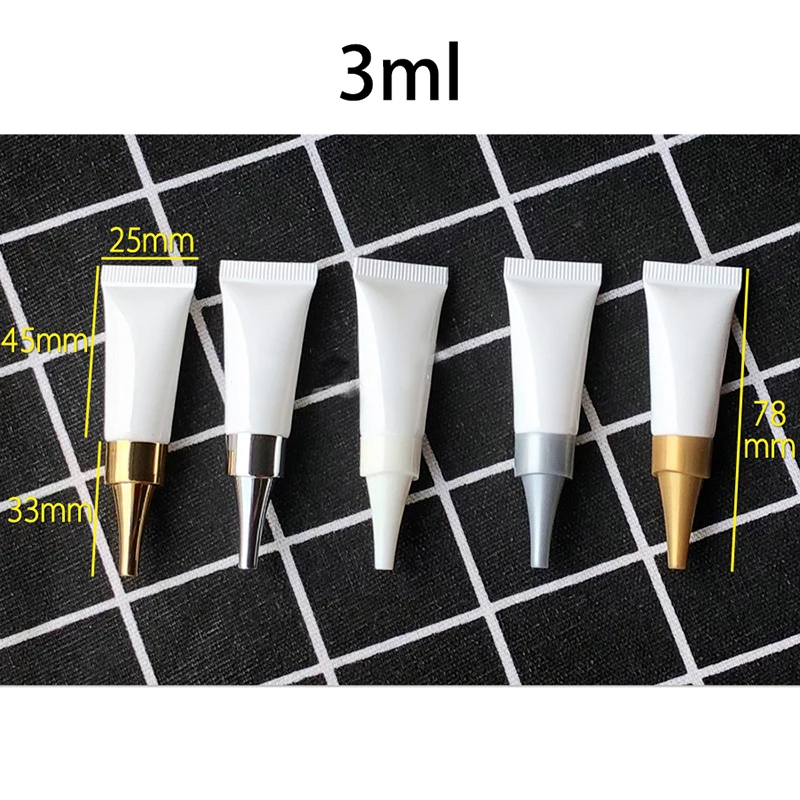 3 мл белая губная трубка 3g пустая пластиковая для косметики кремовые контейнеры для лосьонов многоразовые сжимаемые Мягкие бутылки 100 шт