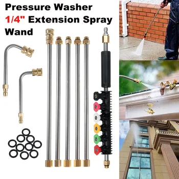 

Angle Adjustable High Pressure Car Washer Spray Lance 6 Nozzles 1/4" Quick Connect Metal Extension Wand Rotating Turbo Jet Tips