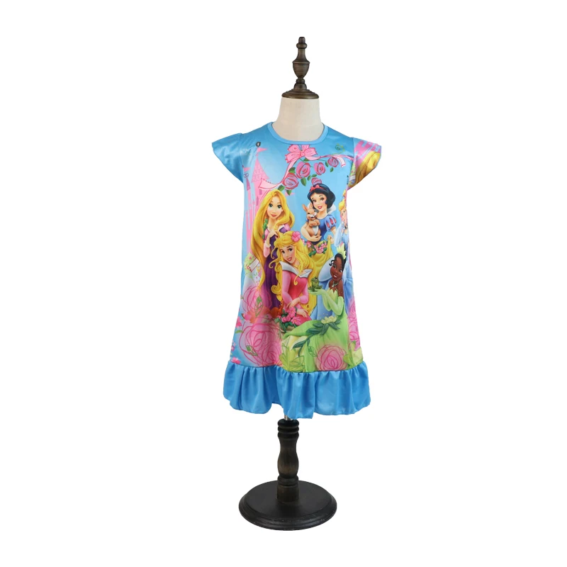 Платье с короткими рукавами для девочек новое Летнее Детское Платье домашнее платье Ночная рубашка принцессы - Цвет: Синий