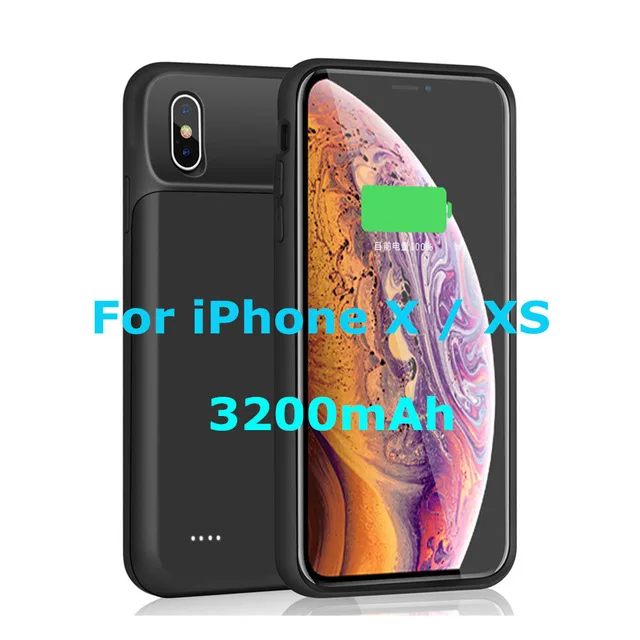 Чехол для зарядного устройства для iPhone X XS power Bank, чехол для iPhone XS Max XR, чехол-аккумулятор 4000 мАч - Цвет: Black For X XS