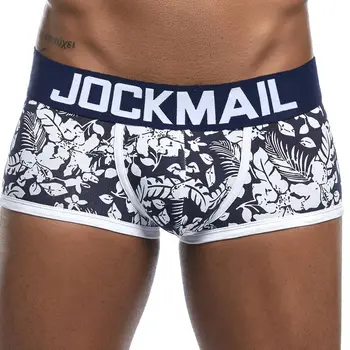 

Brand Men Underpants Breathable Boxers Men Cotton Underwear Sexy U Convex Pouch Home Leaf Print Shorts