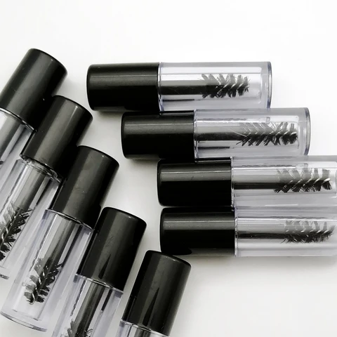 3ml Black Cap Transparent Bottle Empty Mascara tube Lip Gloss Tube Refillable Small Sample Lipgloss Tubes Wholesale