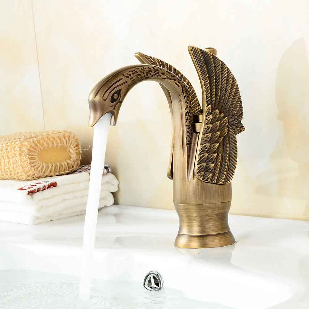 

European Shower Room Full Copper To Fake Something Antique Water Tap Hot And Cold Off The Stage Basin Water Tap Swan Wash Basin