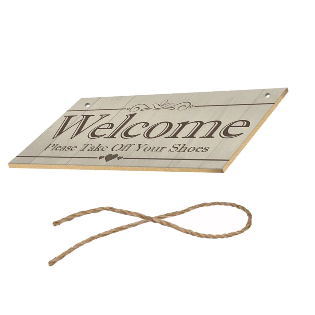 20x10cm Wooden Sign Printed Welcome Characters Wall Hanging Plaque Art Wood Sign Hanging Ornaments Home Decor Wall Decor 