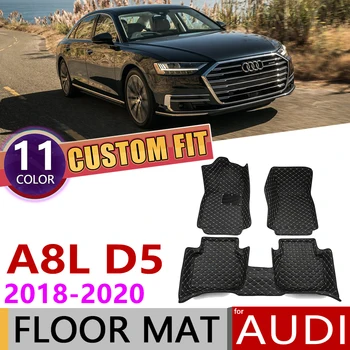 

Custom Car Leather Floor Mat for Audi A8L A8 L D5 2018 2019 2020 5 Seats Waterprool Auto Foot Pad Carpet Cover Accessories