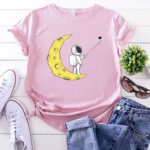 Cheap Women Tshirt Selfie Funny Cartoon Astronaut T-Shirt For Woman Casual Punk Short Sleeve Tops Korean Oversized Women'S T Shirt Cheap Women Tshirt Selfie Funny Cartoon Astronaut T-Shirt For Woman Casual Punk Short Sleeve Tops Korean Oversized Women'S T Shirt