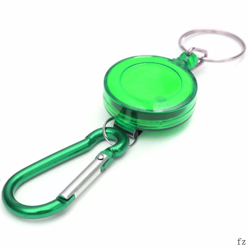 200 шт., выдвижная катушка для бейджа, пластиковый держатель для бейджа, бейджа, отдачи, ремень, кольцо для ключей, зажимы, держатель, брелок - Цвет: Green