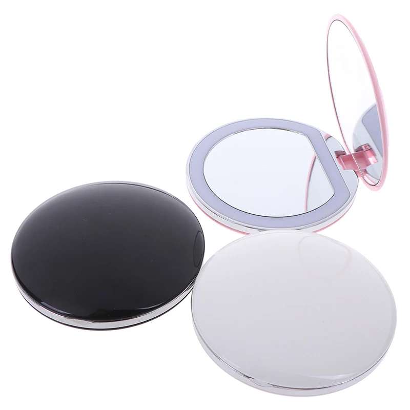 Mini Foldable LED Light Makeup Mirror Compact Pocket Travel Portable Face Lip Cosmetic Mirror Lighting Magnifying Mirror