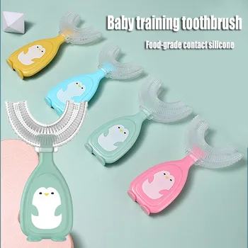 Spazzolino da denti per bambini Spazzolino da denti a forma di U per bambini Massaggiagengive in silicone morbido Spazzola per neonati Denti per bambini Igiene orale Pulizia Salute