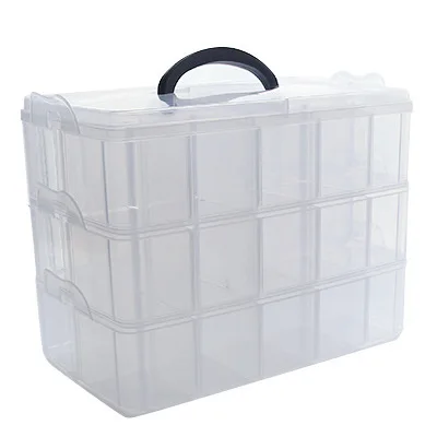 L Three-layer Storage Box Transparent Storage Box For Tape Washi Tape Sticker Sundries Pens Diary Stationery - Цвет: L