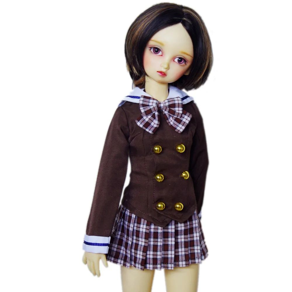 [Wamami] 288# коричневая школьная форма/костюм для 1/4 MSD 1/3 SD DZ BJD Dollfie - Цвет: Brown Plaid