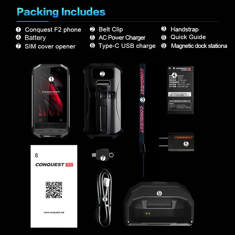 CONQUEST 2020 Rugged Smartphone  F2 Luxury Mini IP68 Shockproof Waterproof Phone Android NFC Little F2 Mobile Cell Phone