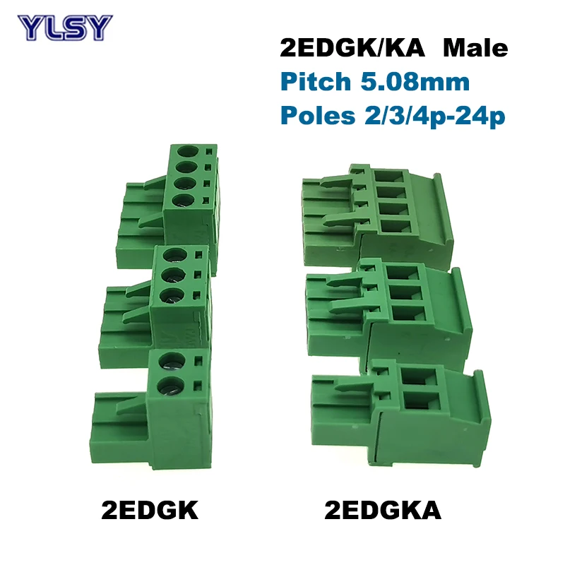 50 шт. штепсельный винтовой Клеммник PCB шаг разъема 5 08 мм 2EDGK/KA штекер 2/3/4/5/6/7/8/9/10P