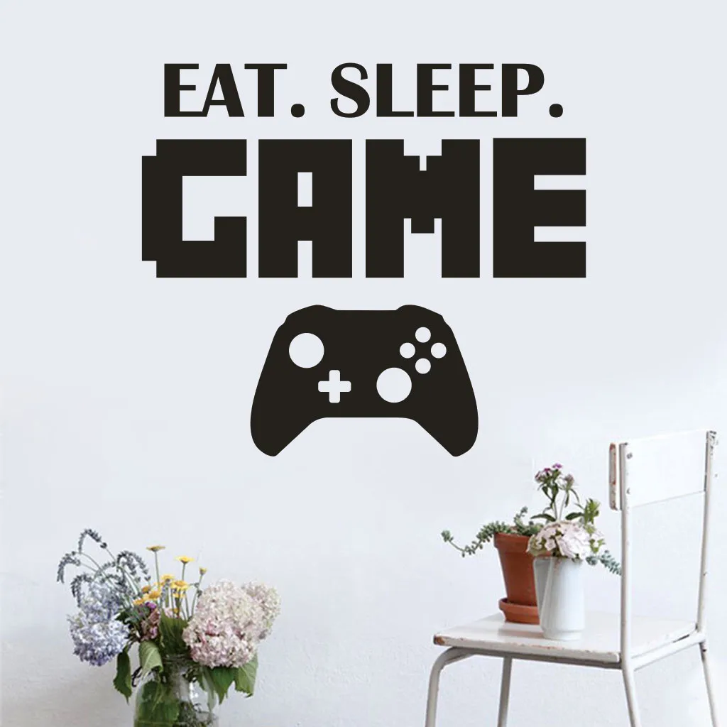 Eat Sleep Game обои с логотипом, домашние наклейки, семейные виниловые настенные наклейки с цитатами, надпись, украшение для спальни# Zer
