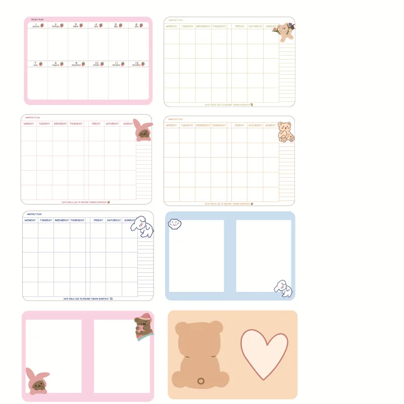 Cute Kawaii Bear & Bunny Leather Flap Journal Diary Planner Notebook