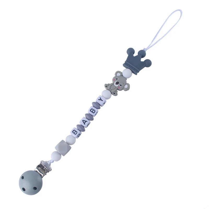 Cute Animal Charms Silicone Baby Pacifier Clip BABY Letters Pacifier Chain for Baby Soother Chew Toy Towels Anti-Lost Clips