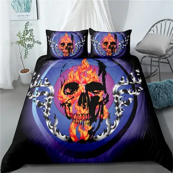 

Haguyy Skull Floral Queen Bedding Set Luxury 3D Printed Duvet Cover Set King 2/3Pcs Home Textiles Comforter Bedding Sets