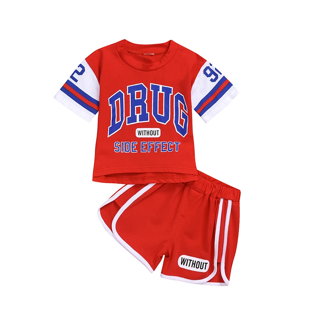 Toddler Boy Sports Clothing Set Baby Summer Casual T-shirt Suit Football Uniforms Basketball Kids Children Letter Clothes