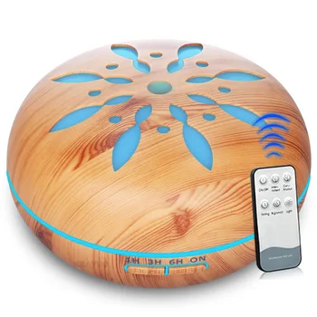 

550ML Wood Grain Ultrasonic Air Humidifier Aromatic Oil Diffuser Remote Control Cold Fog Humidifier 7 Color LED Light For Home