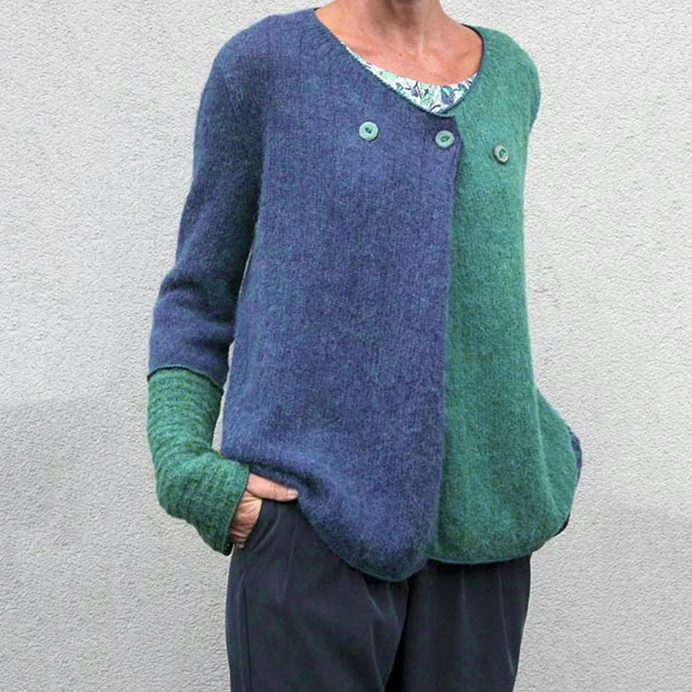 

Fashion Knitted Sweater Women Autumn Spring Colors Patchwork Knit Wear Korean Causal Female Tops Knit Cardigan Short Coats S-5XL