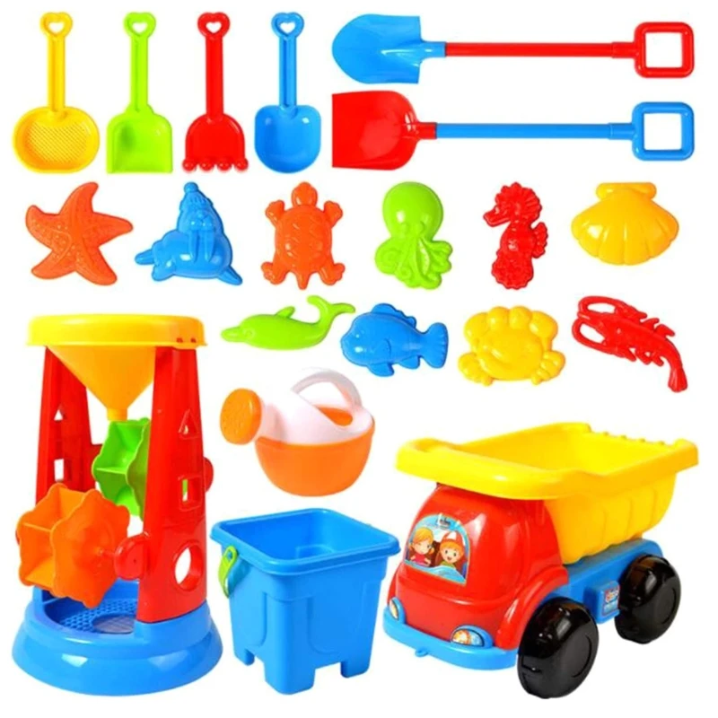 1Pack with 20Pcs Sandbox Toy Sport Training Toy Sand Play Set Sandpit Beach Toy Set Learning Plastic Beach Sand Toy Kits H3CD