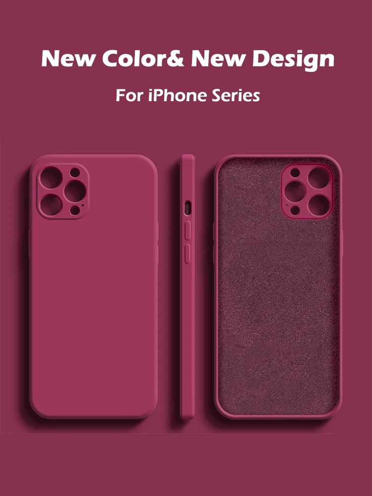 

ASTUBIA New Square Liquid Silicone Case For iPhone 11 12 Pro Max Mini Protector Case For iPhone X XS MAX XR 7 8 PLUS Cover