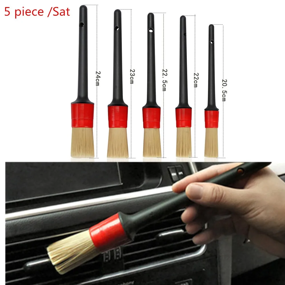 

5Pcs Soft Detailing Brush Car Cleaning Detailing Set Automotive Detailing For Car Cleaning Dirt Dust Clean Brush Detail Cleans