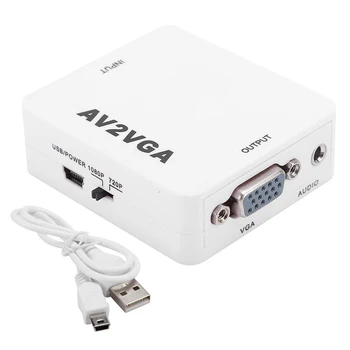 

Portable HD AV2VGA Converter Adapter Box Professional AV RCA CVBS to VGA Convertor video adapter converter