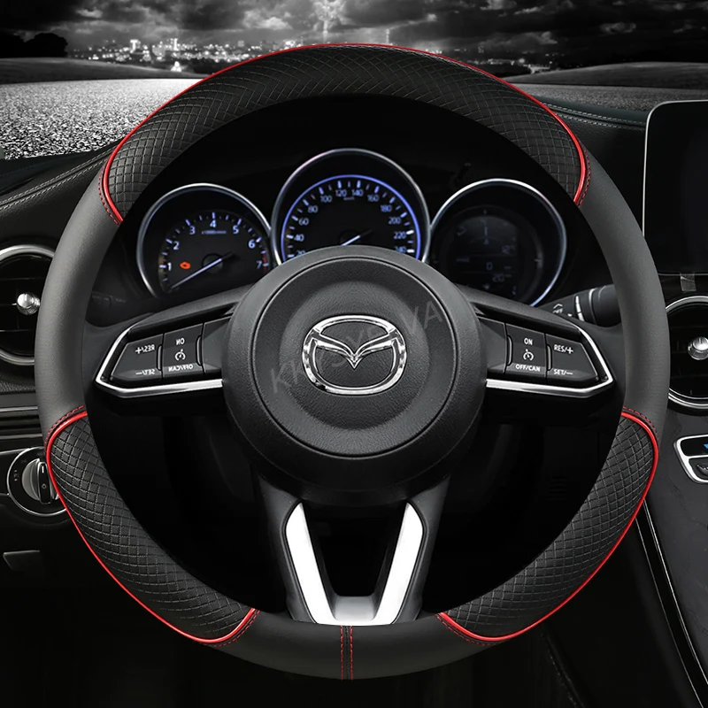 PU Leather Car Steering Wheel Cover for CX-3 CX-4 CX-5 CX-7 CX-9 Mazda 3  Axela 6 Gh Gj Demio Anti-Slip Funda Volante