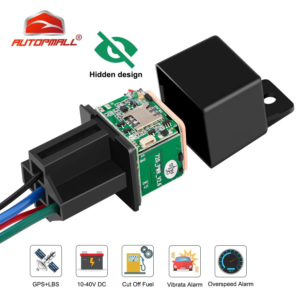 Relé gps tracker carro gps localizador cortar combustível de óleo design escondido gsm gps google maps em tempo real carro rastreador alarme de choque aplicativo gratuito