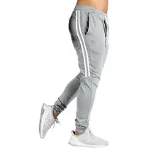 Мужские спортивные штаны для фитнеса, для бега, для спортзала, без тренировок, повседневные, полосатые штаны, средняя талия, эластичная талия